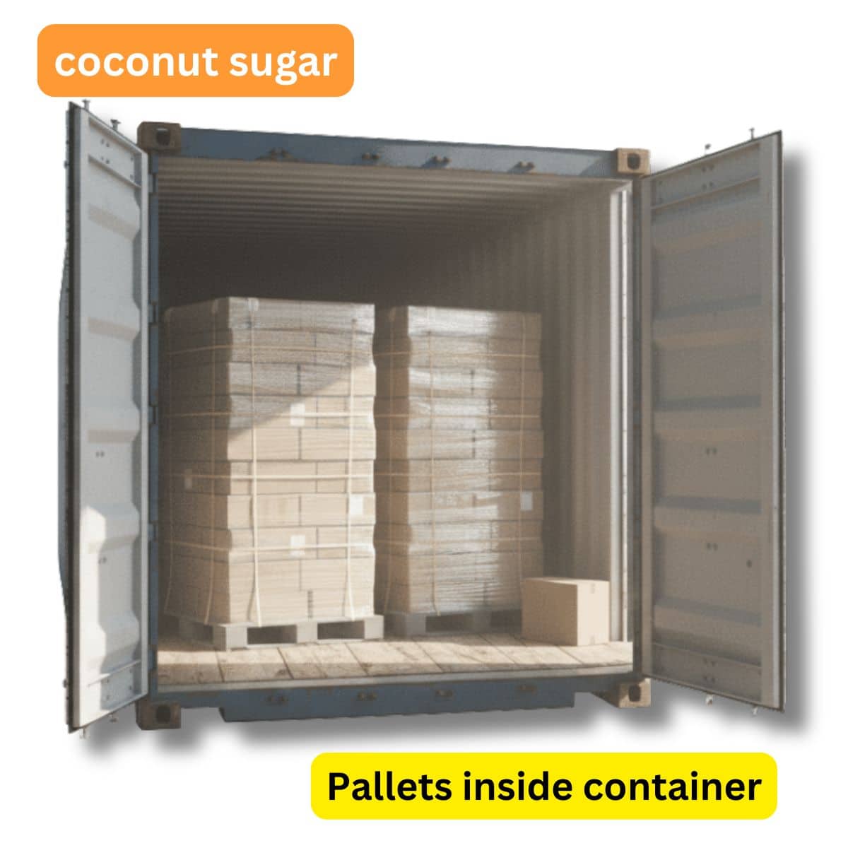 coconut sugar 2 pallets inside the container
